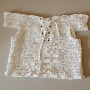X small white Off the shoulder crop top